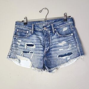 American Eagle vintage high rise festival jean shorts denim distressed 8